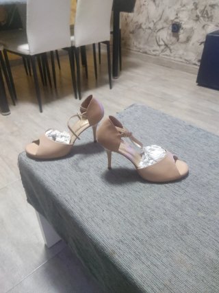 Zapatos de tango Raso beige mujer