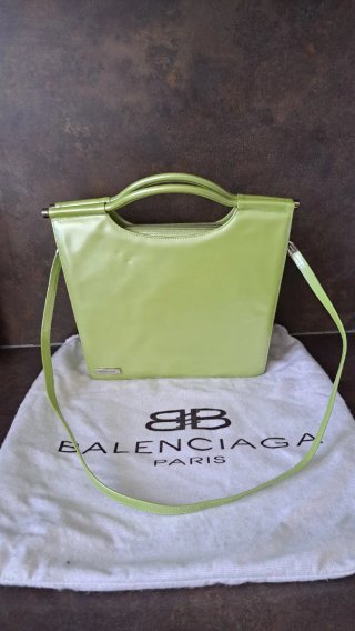 Borsa a spalla Balenciaga in pelle verde