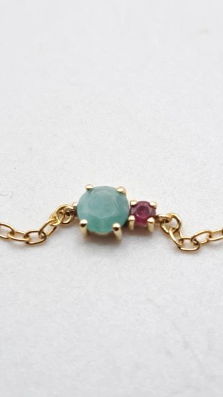 Pulsera Tous Oro 18k Turquesa y Rubí