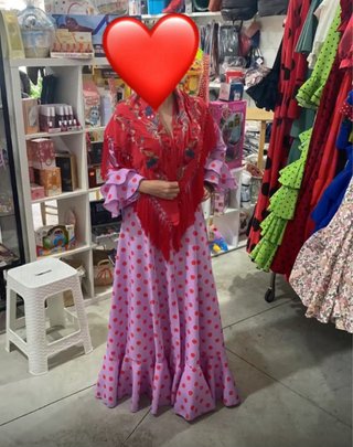 Vestido Flamenca Malva Lunar Rojo Talla S