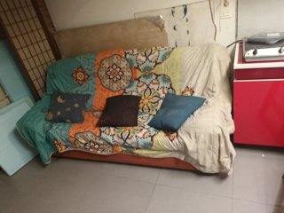 Sofá Cama Naranja y Azul