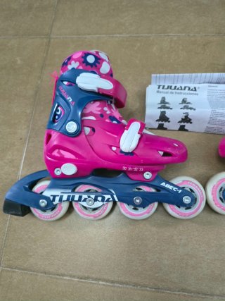 Patines en línea rosas y azules talla 30-33