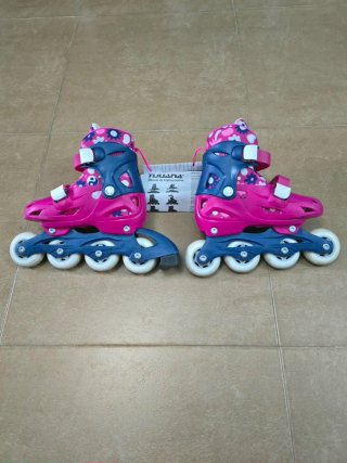 Patines en línea rosas y azules talla 30-33