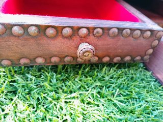 Caja joyero nupcial madera y piel siglo XX