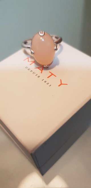 Anillo Oro Blanco y Cuarzo Rosa MATY
