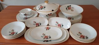 Vajilla porcelana antigua flores rosas