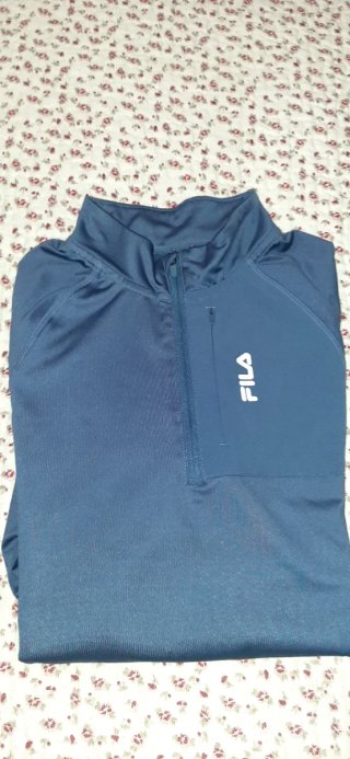 Camiseta deportiva Fila media cremallera azul