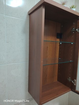Mueble auxiliar madera y cristal