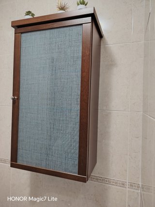 Mueble auxiliar madera y cristal