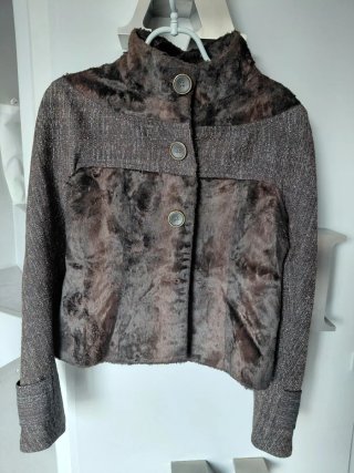 Chaqueta marrón lana y pelo sintético