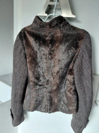 Chaqueta marrón lana y pelo sintético