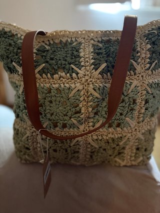 Bolso de rafia tejido beige yverde RESTO DE TIENDA