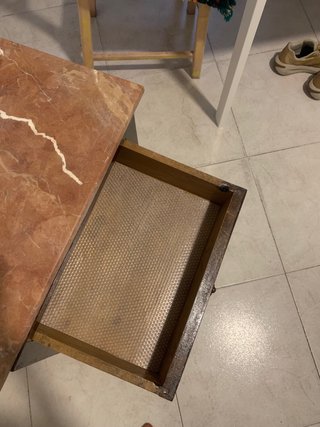 Mesita de noche antigua madera y mármol
