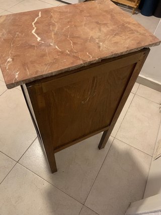 Mesita de noche antigua madera y mármol