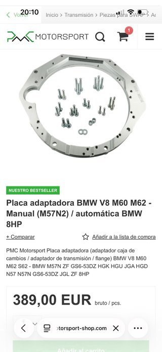 Placa adaptadora caja pmc de m60/m62 a m57n