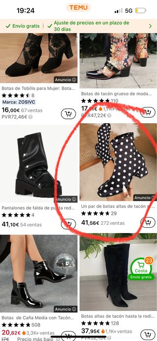 Botas de lunares negras y blancas