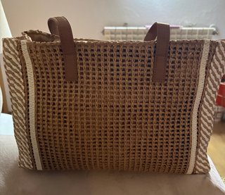 Bolso de rafia beige y marrón RESTO DE TIENDA