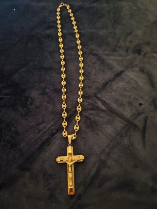 Colar Cruz Aço Inoxidável 316L Dourado