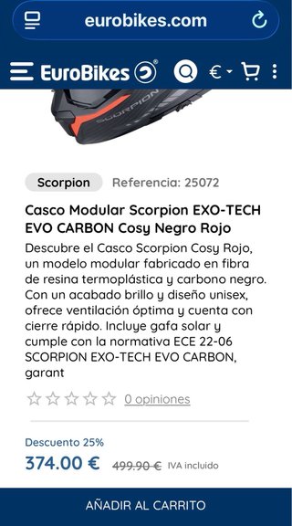 Casco Scorpion EXO-TECH EVO CARBON Modular tallaXL