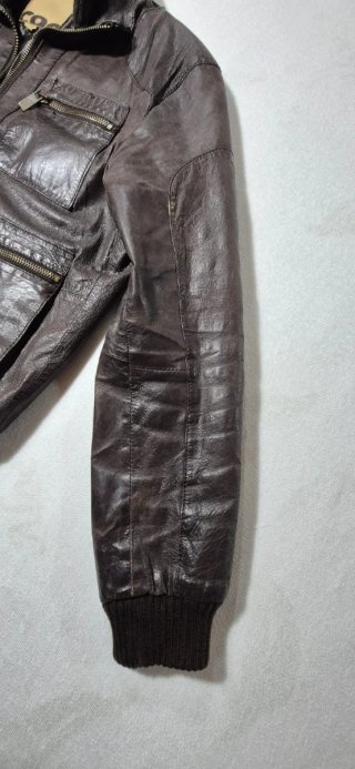 Giubbino in pelle marrone