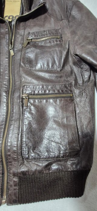 Giubbino in pelle marrone