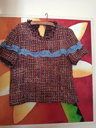 Camiseta Zara Talla S Tweed Volantes