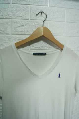 T-shirt Ralph Lauren bianca logo blu L