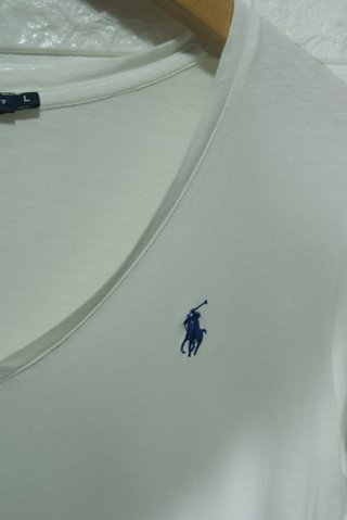 T-shirt Ralph Lauren bianca logo blu L