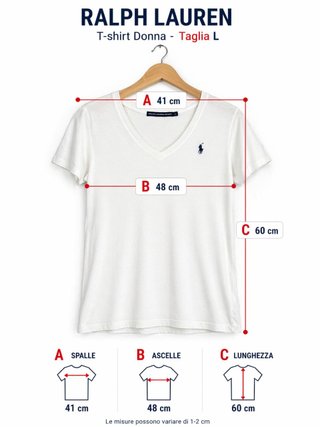 T-shirt Ralph Lauren bianca logo blu L