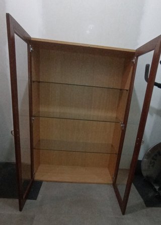 Armario Vitrina Salón Madera y Cristal