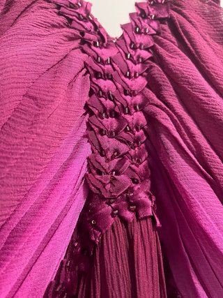 Vestido largo Amitié seda rosa y morado