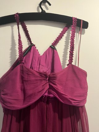 Vestido largo Amitié seda rosa y morado