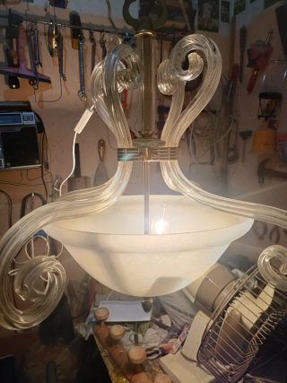 Lámpara de techo cristal y metal dorada