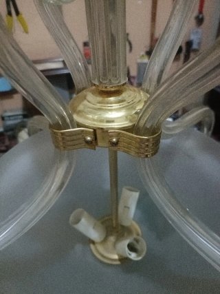 Lámpara de techo cristal y metal dorada