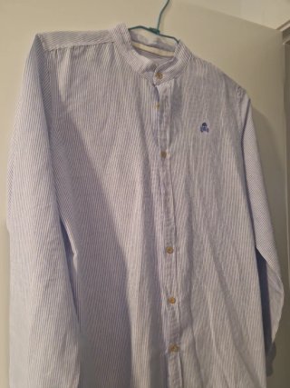 Camisa T 14 Rayas Azul y Blanco