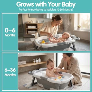 Bañera Plegable Bebé con Termómetro