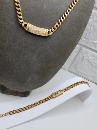 Conjunto Acero Quirúrgico Chapado Oro