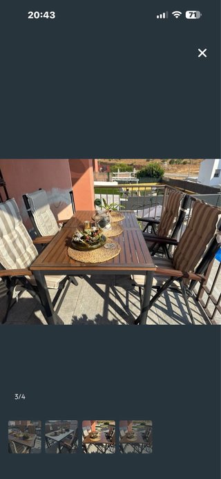 Mesa y 4 sillones de jardín