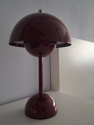 Lámpara diseño champiñón burdeos