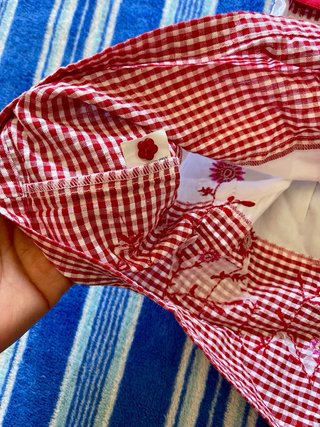 Vestito bambina a quadri rossi e bianchi