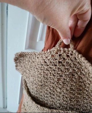 Borsa vintage uncinetto beige/marrone