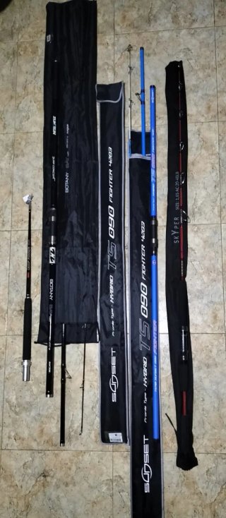 Lote 60 cañas y 15 carretes pesca deportiva marina