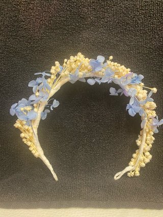 Diadema comunión/boda flores naturales preservadas