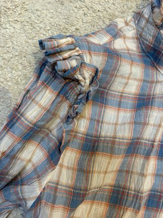 Camisa Mulaya volantes cuello cuadros XS