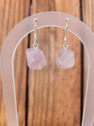 Pendientes de Plata y piedra Cuarzo Rosa