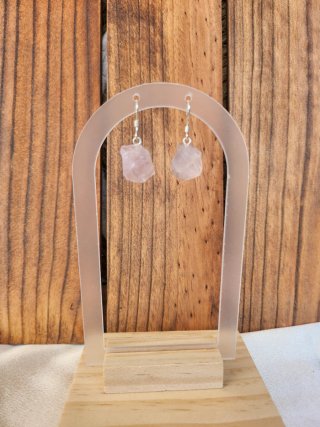 Pendientes de Plata y piedra Cuarzo Rosa
