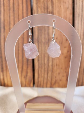 Pendientes de Plata y piedra Cuarzo Rosa