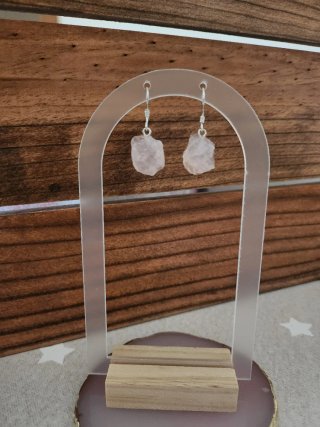 Pendientes de Plata y piedra Cuarzo Rosa
