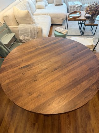 Mesa redonda madera maciza y metal