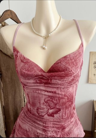 Abito Lungo Vintage Floreale Spalline